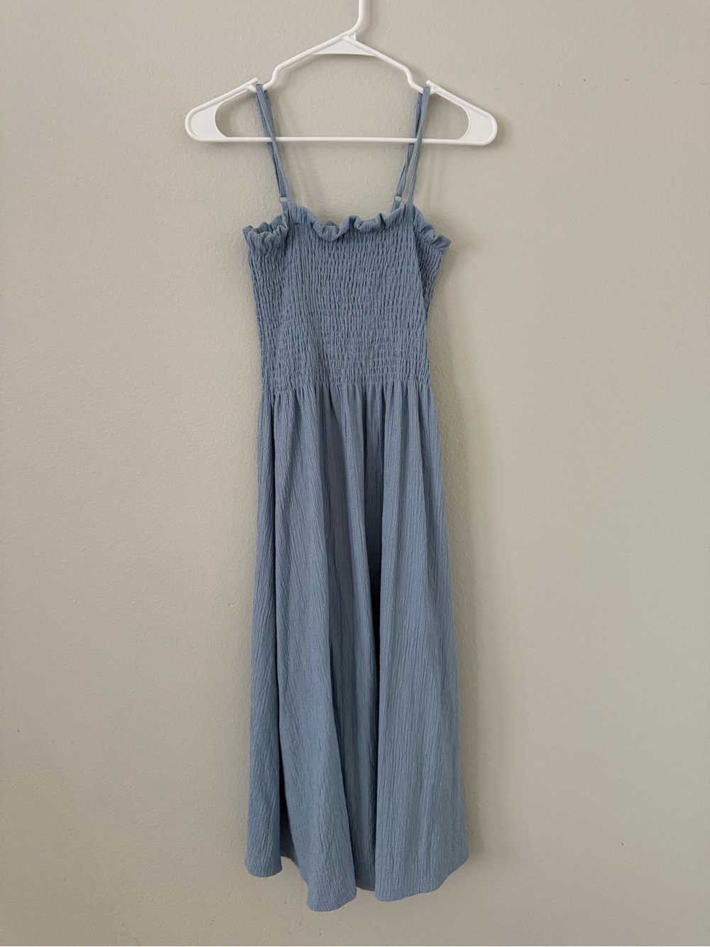 H&M Pale Blue Smocked Spaghetti-Strap Top